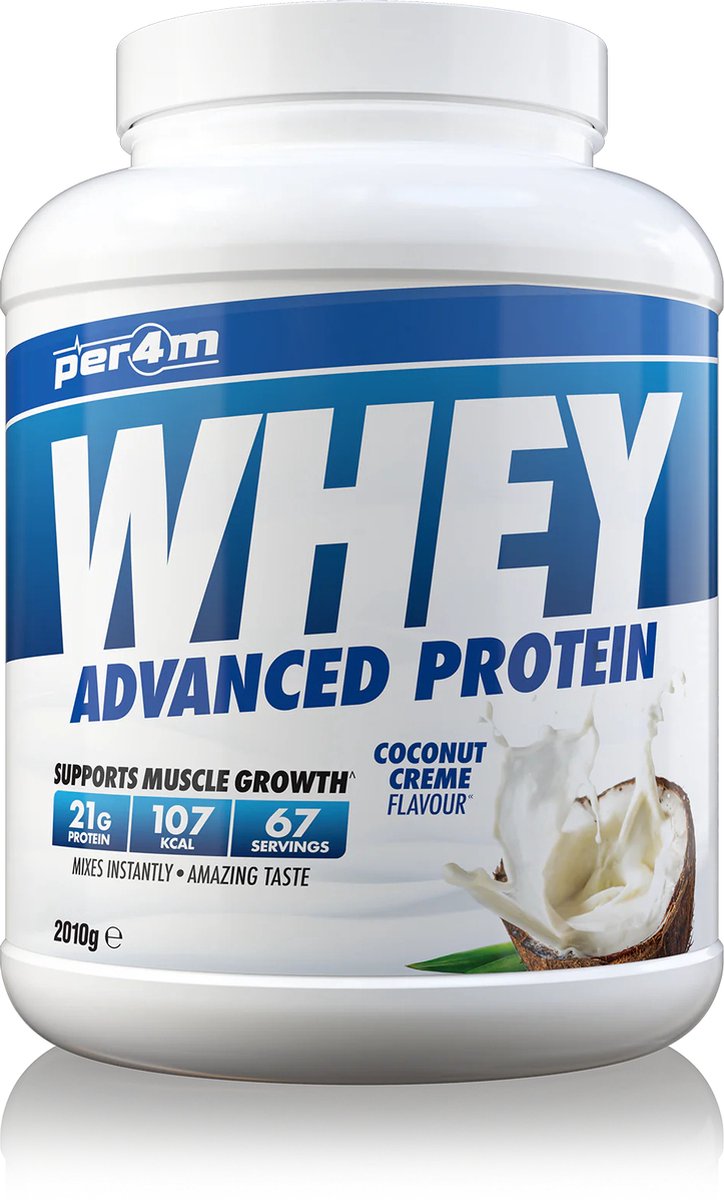 Goedkoopste Per4m - Advanced Whey Protein - Coconut Cream - Proteine poeder - Eiwit shake - Eiwitpoeder - 2.01kg - Whey Protein - Eiwitshakes - Whey Proteine - Protein - Proteine - Proteine Shake - Shake - Fitness - Krachttraining - Gym