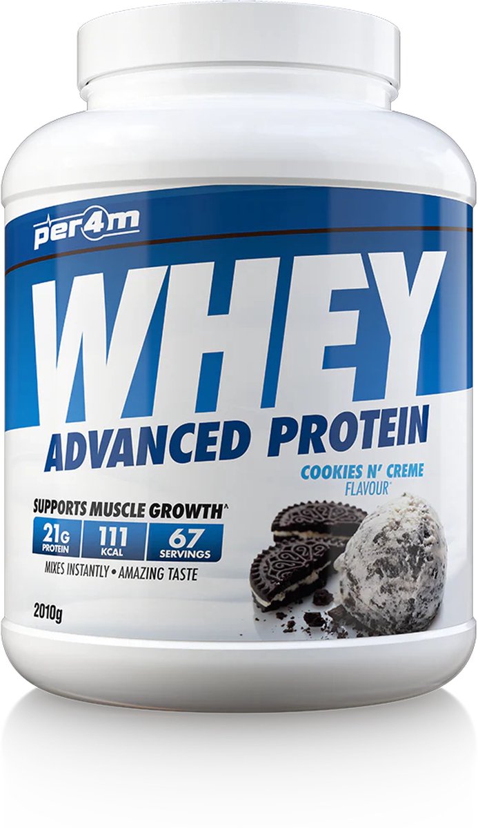 Goedkoopste Per4m - Advanced Whey Protein - Cookies & Cream - Proteine poeder - Eiwit shake - Eiwitpoeder - 2.01kg - Whey Protein - Eiwitshakes - Whey Proteine - Protein - Proteine - Proteine Shake - Shake - Fitness - Krachttraining - Gym
