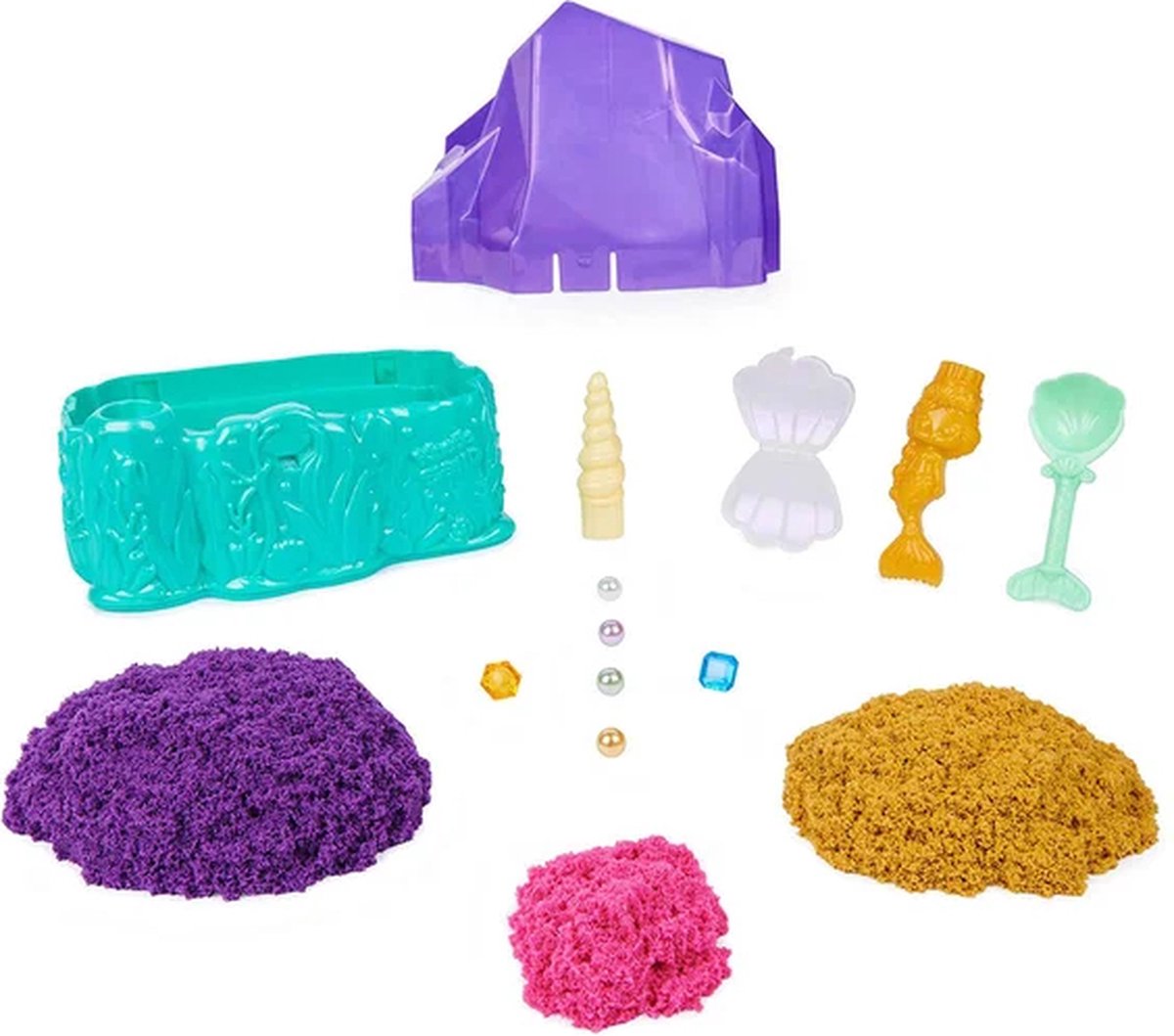 Kinetic Sand - Kristal Zeemeermin-speelset met 481 g goudkleurig glinsterend orig ineel kinetisch zandmet opbergbak en gereedschap - Sensoriche speelgoed — afbeelding 14