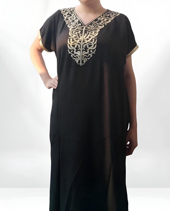 Abaya jurk moslim islamitisch one size zwart korte mouw bol