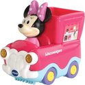 Roze VTech ijswagen met Minnie Mouse, met opschrift 'IJscowagen'.