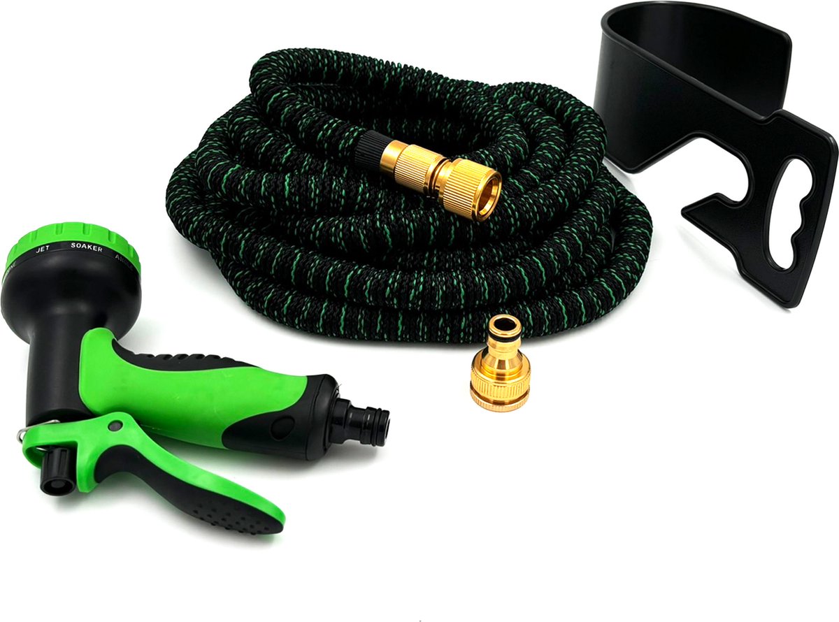 Zoem - Luxe Tuinslang - Knoopvrij - Flexibel - incl. opbergtas - Koppelstukken - Waterslang - 15 Meter - Elastisch