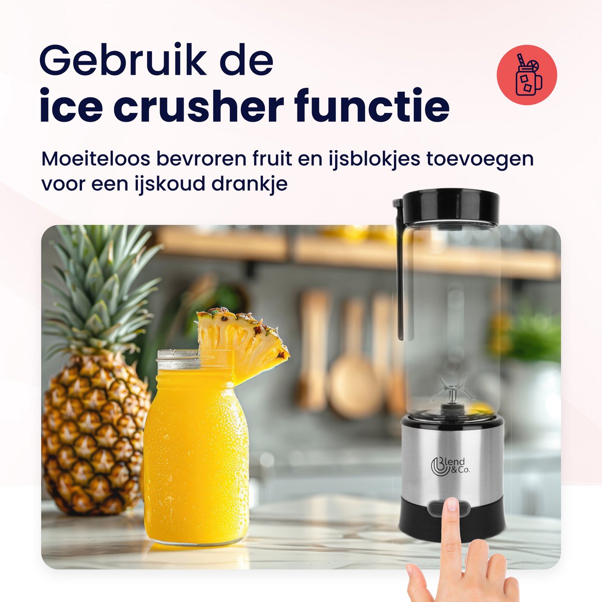 Blend&Co Mini Blender To Go – 450ml Glas – Draadloos & Draagbaar – Smoothie Maker – USB Oplaadbaar – Portable Blender – foto 8