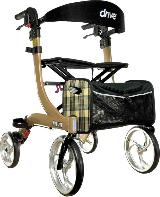 Foto: Rollator nitro medium champagne 1 60m tot 1 80m lichtgewicht weggewerkte remkabels