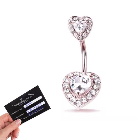 Piercings pour nombril - Cristal - et argent piercing nombril coeur zircone - Emballé dans une jolie pochette en organza - piercing nombril acier chirurgical - piercings nombril - Jewellegance