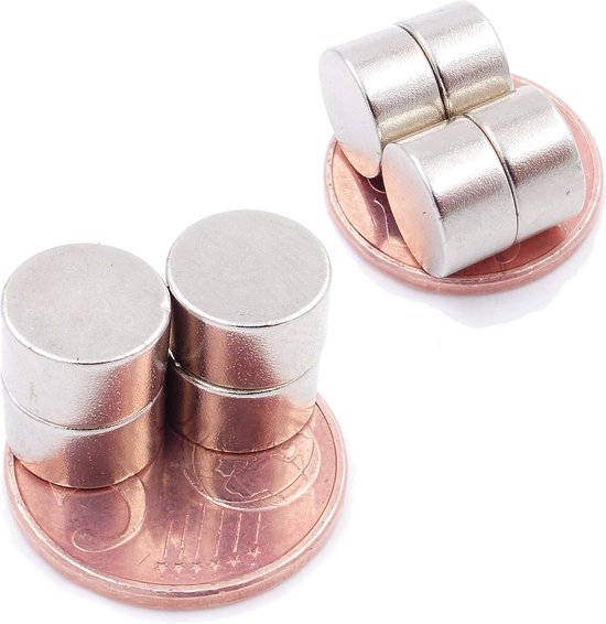 Lot 20 Mini Aimants Néodyme Puissants 6x10mm – Disques Extra Forts Argentés – Idéal Tableau, Frigo, Bricolage