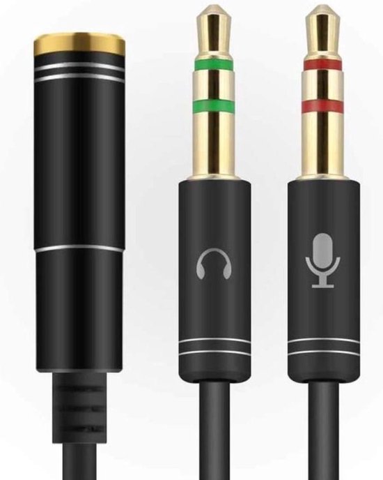 Foto:  verbeter uw audio ervaring met de heble 3 5mm jack aux female dual male headset microfoon 4 pin audio splitter zwart van heble 