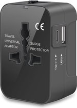 Bol.com reisadapter - universele wereldstekker - reisstekker -adapter voor 155 landen - dubbele USB-poorten - reisadapter Amerik... aanbieding