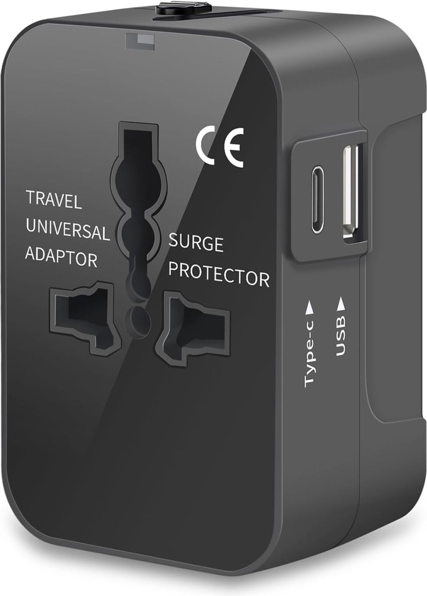reisadapter - universele wereldstekker - reisstekker -adapter voor 155 landen - dubbele USB-poorten - reisadapter Amerika - reisadapter Engeland