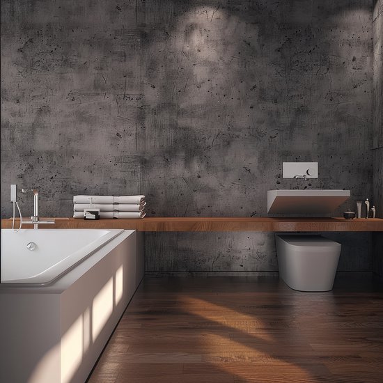 Wallways Zelfklevend Behang - Muurdecoratie - Waterbestendig en Hittebestendig - 60 cm x 10 m - Donker Beton