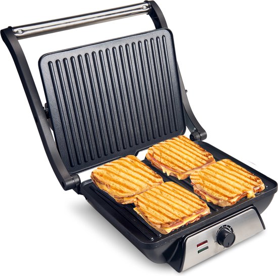 Foto: Tosti apparaat xl voor 4 tosti s met temperatuurregeling 2000w grill ijzer contactgrill panini apparaten uitklapbaar vivid gree