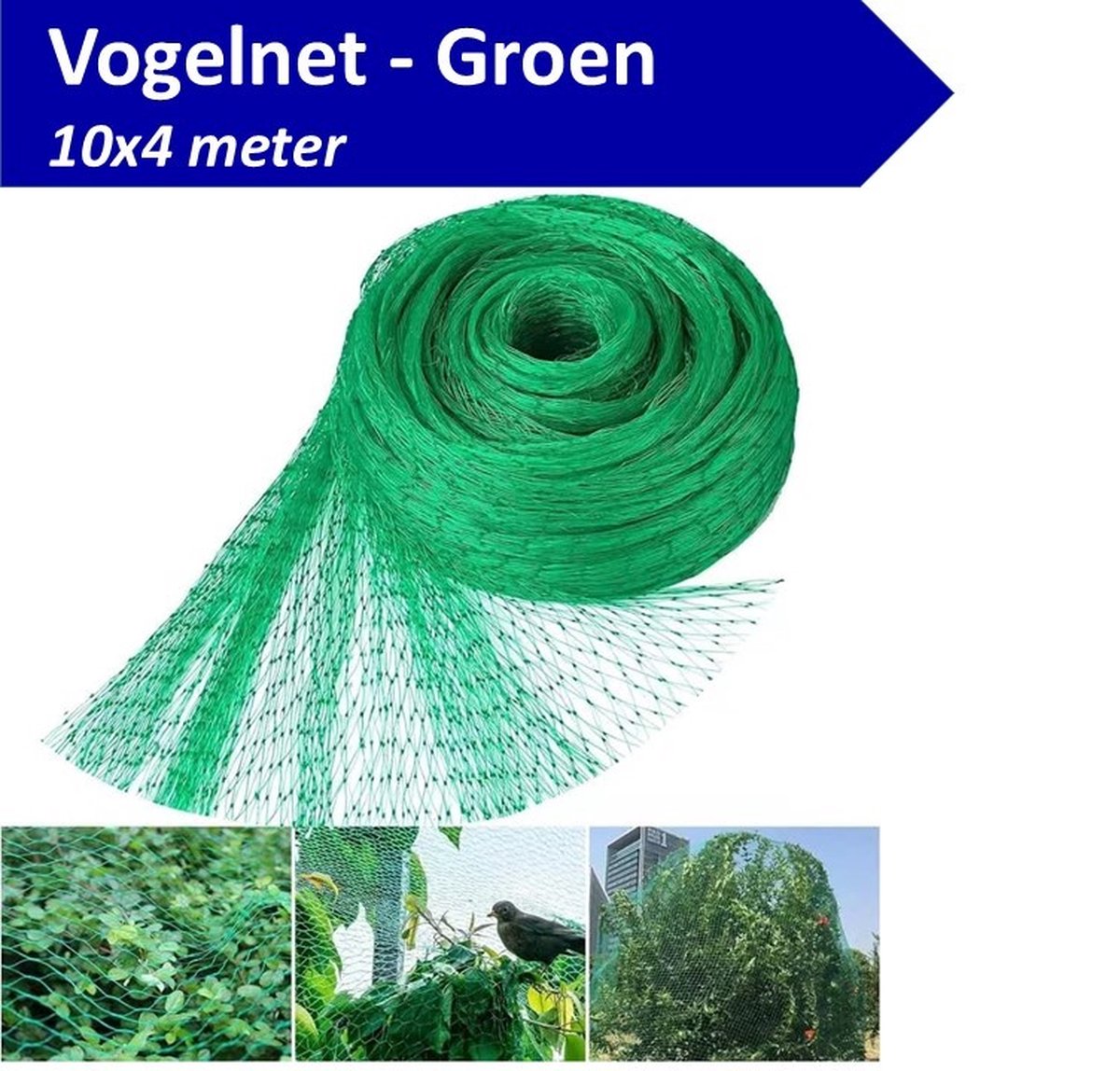 V&F vogelnet 10x4m Groen Vogelgaas Vogelnet Groen Vogel Net Anti Vogelnet Tuinnet Volieregaas