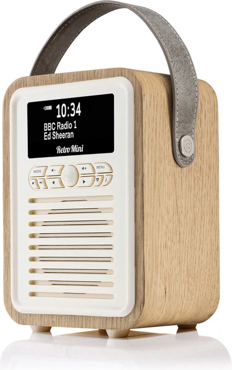 ViewQuest Retro Mini,Draagbare Retro DAB Radio met Bluetooth, Eik