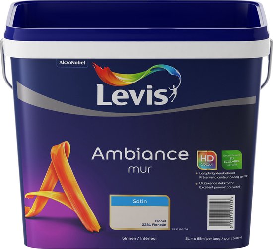 Peinture pour les murs Levis Ambiance , Satin, Flanelle, 5L