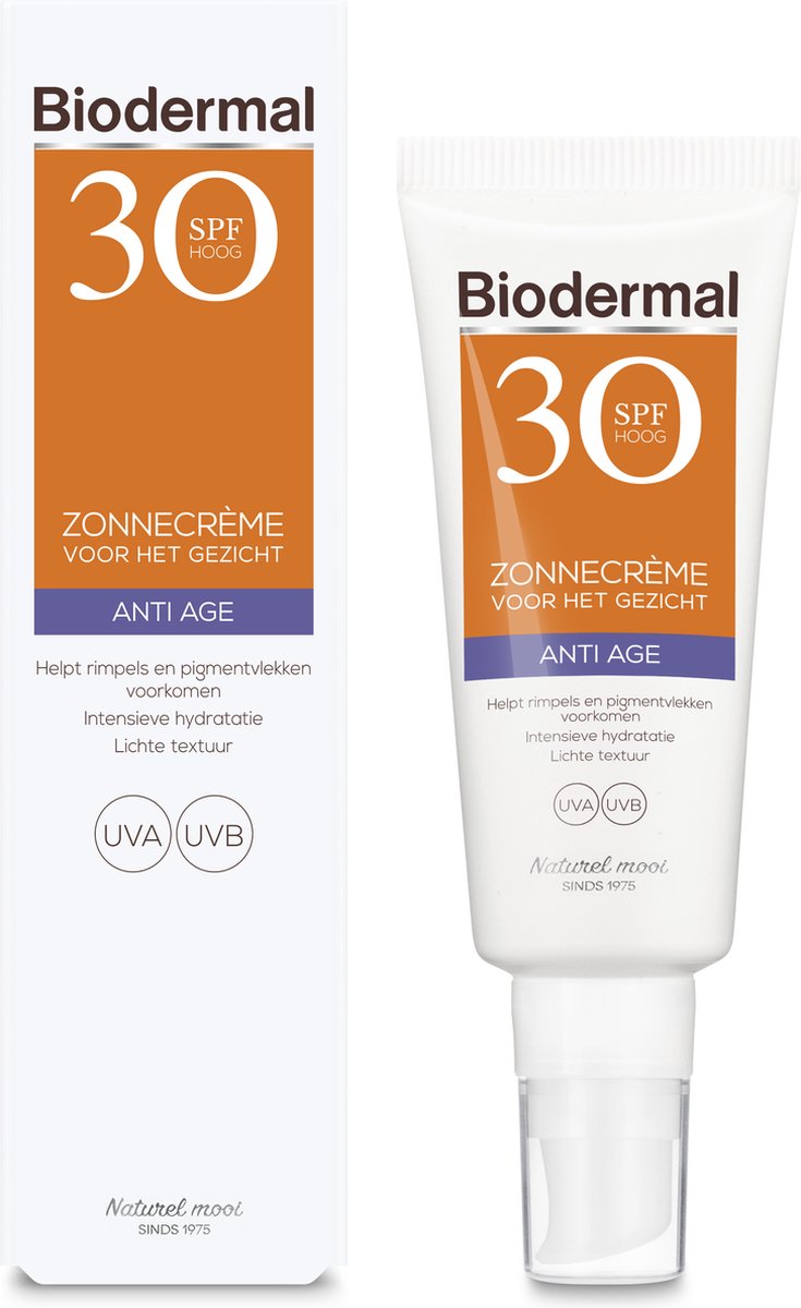 Bol.com Biodermal Anti Age Zonnebrand SPF 30, 40ml - Zonnecrème voor gezicht, Helpt rimpels en pigmentvlekken voorkomen, Intensi... aanbieding
