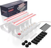 Lardic Metalen Kabel organiser Onder Bureau - Kabelgoot - Plakken of Schroeven - Kabelbox - Cable management - Opbergbox stekkerdoos - Inclusief accessoires - 2 x 40cm - Wit