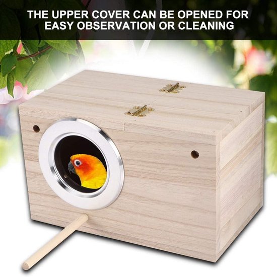 MOVKZACV Houten nestkast voor parkieten, duurzaam, voor vogels, valkparkieten, vogelkweekbox, parkieten, houten kweekbox voor parkieten en papegaaien (afmetingen: 29 x 15 x 15 cm