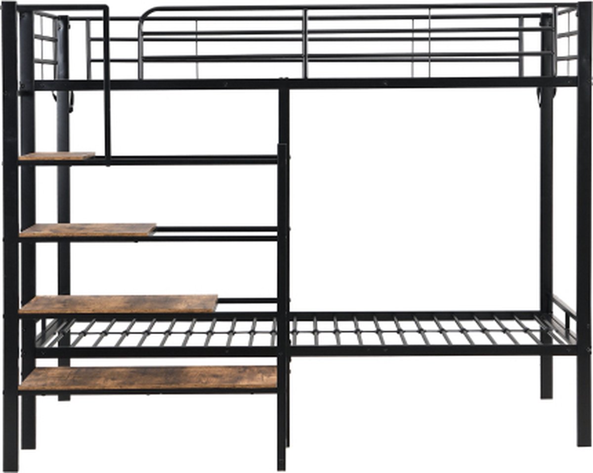 Stapelbed, 90 x 200 cm, ijzeren frame, kinderbed, uitgerust met