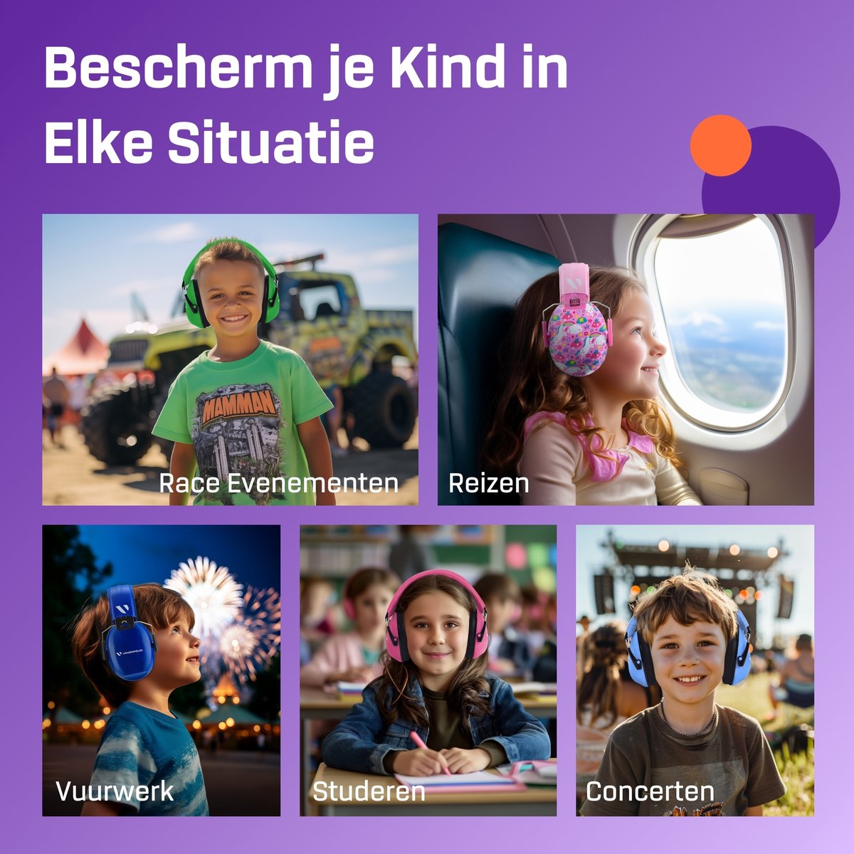 Gehoorbescherming Kind - Gehoorbeschermers Oorkappen Kinderen - 27dB - 3-16 jaar - Zwart - V-Zilla – foto 5