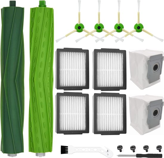 Pièces d'rechange pour iRobot Roomba i7 i7+ j7 j7+i3 i3+ i4 i4+E5 E6 Aspirateur, Accessoires de Remplacement pour Roomba i/e/j Série, 2 Sätze Brosses en Caoutchouc, 8 Filtre, 10 Brosses Latérale