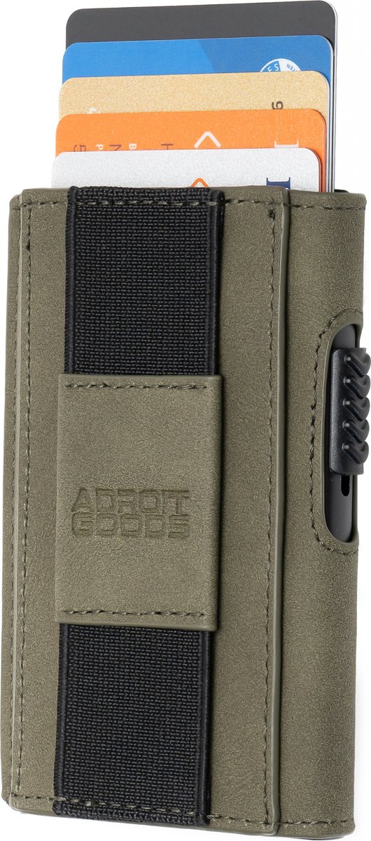 AdroitGoods Pasjeshouder 7 Pasjes Portemonnee - Creditcardhouder Met RFID Technologie - Suède-Leder - Groen
