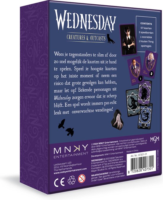 Spel Creatures And Outcasts kaartspel Wednesday voor kinderen en volwassenen.