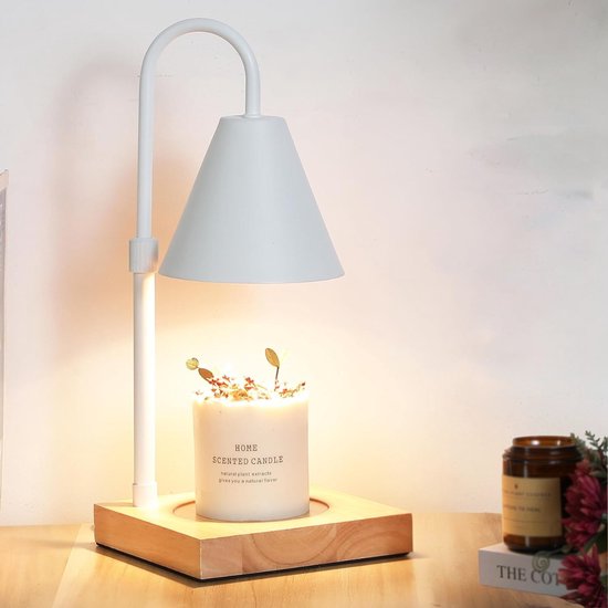 Foto: 360 living kaars warmer lamp candle warmer tafellamp dennenhout lichtbruin wit candle warmer lamp electric candle warmer hout kaars verwarmer lamp