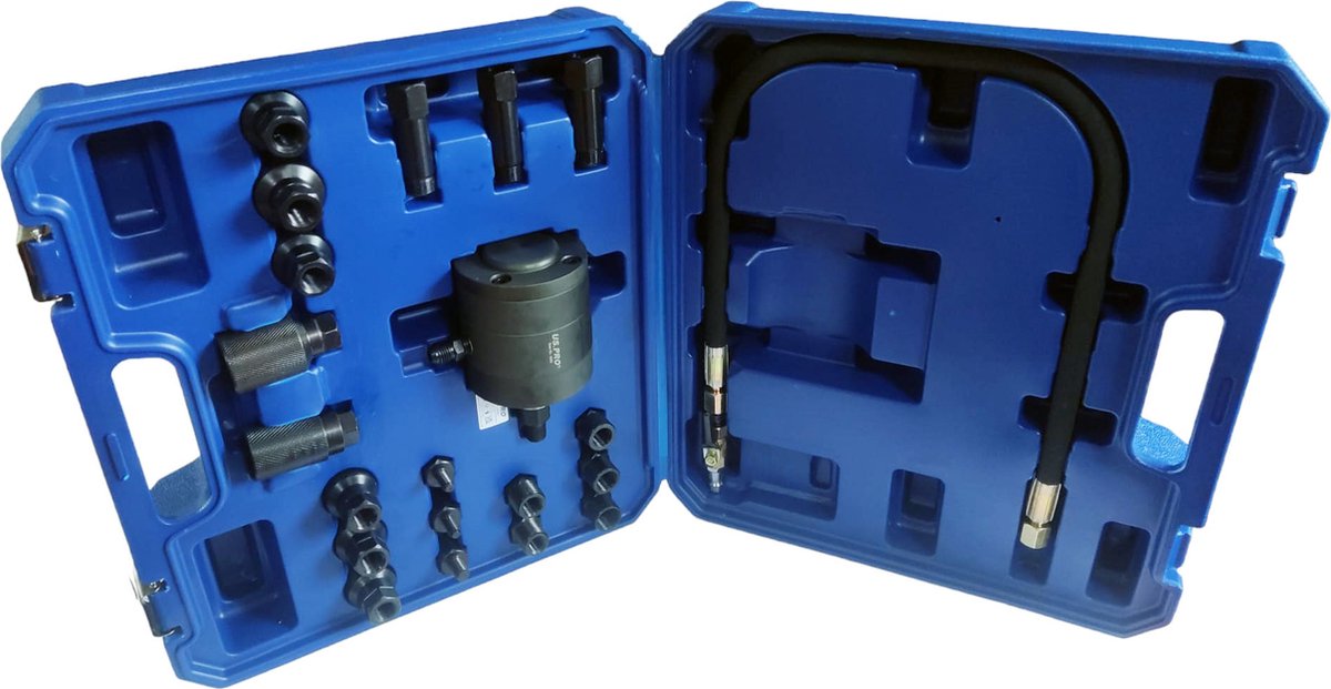RUIZHI 24-delige pneumatische injectortrekker - demontagegereedschap voor injectoren, dieselbrandstofinjector, trekkerset met 19 adapters, compatibel met Bosch Delphi Denso Siemen RUIZHI 24-delige pneumatische injectortrekker - demontagegereedschap voor injectoren, dieselbrandstofinjector, trekkerset met 19 adapters, compatibel met Bosch Delphi Denso Siemen