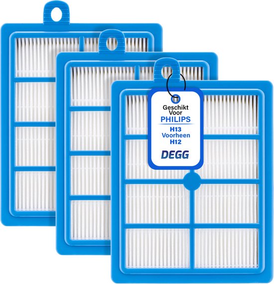 DEGG® - 3x Hepa filter geschikt voor Philips, Electrolux, AEG en Tornado - H13 voorheen H12 - Geschikt voor Performer, Power Pro, Jetmaxx series - Voor mensen met allergie - 3-PACK