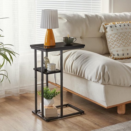Table d'appoint table basse en forme de C élégante petite table basse design industriel lot de 2 table de canapé - 40 x 26 x 615 cm - salon chambre - noir HST004B-2 - mobilier moderne