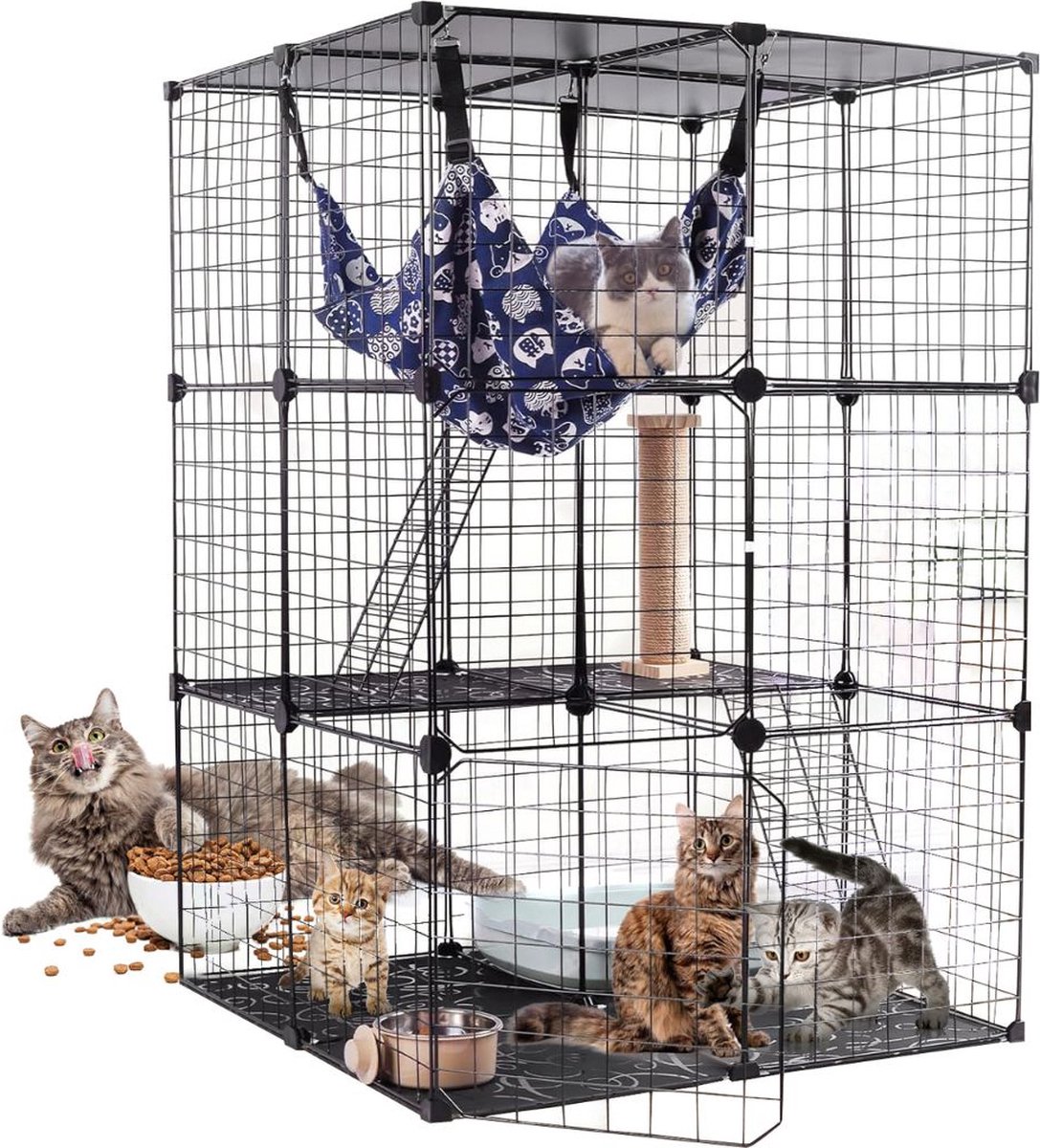 MKSS® Luxe Grootte Kattenbench met Etages en Hangmat - Kattenkooi - Kattenren - Kattenhuis