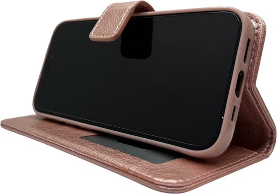 HEM Étui de téléphone adapté pour Samsung S24 Ultra - Étui Portefeuille en Gold Or Rose - Étui Portefeuille en Cuir TPU - Book Case - Flip Cover - Boek - Étui de Protection 360º