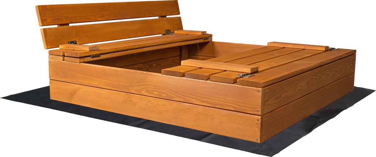 Afsluitbare Zandbak met Banken 100x100 cm – GECERTIFICEERD & GEÏMPREGNEERD HOUT | Incl. Afdekzeil & Gronddoek | Voor 1 Kind — afbeelding 4