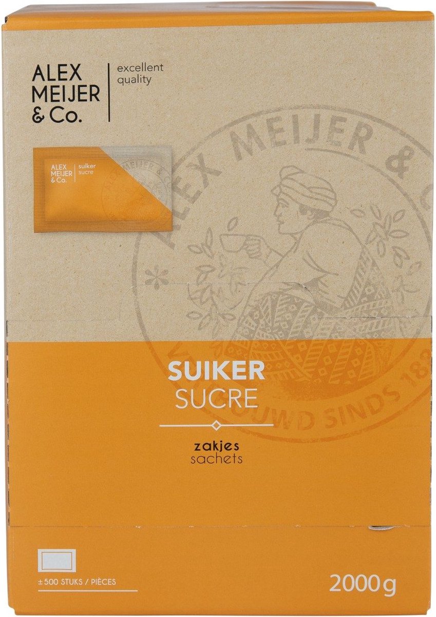 Goedkoopste Alex Meijer - Suikerzakjes 500 Zakjes - Grootverpakking - Grote Verpakking - Koffie - Thee - Handig - Horeca - Suiker - Zakjes