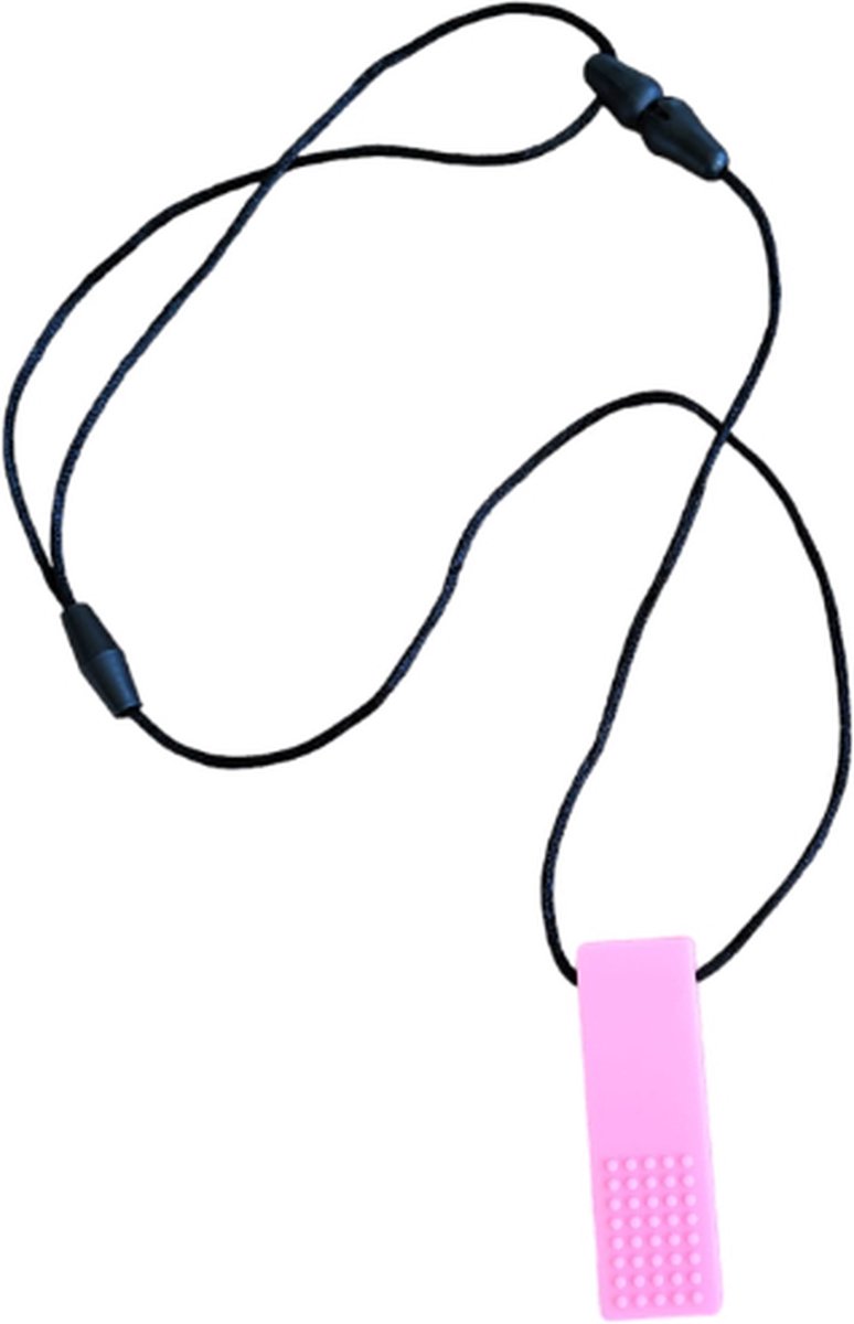 Bijtketting Kauwketting Kauwsieraad Stressverlagend Bijtblok Silicone ADHD Autisme Ketting 7x2cm Legoblok Rose
