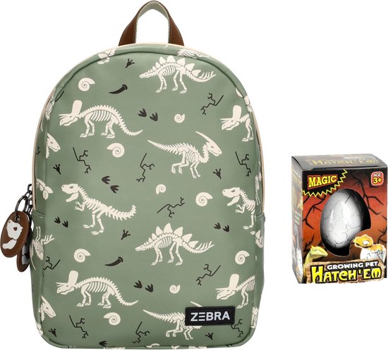 Zebra Dinosaurus Dino rugzak - kinderrugtas - schooltas - rugtas + Dino Ei