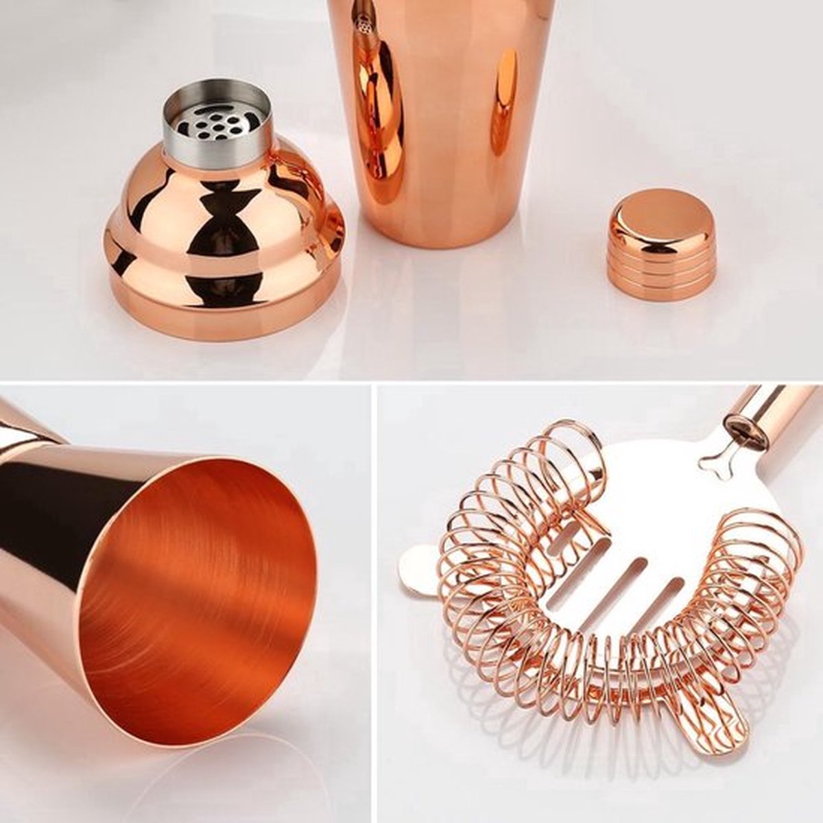 Factory Direct 550m Edelstahl Cocktail Shaker Silber Gold Roségold Farbe Boston