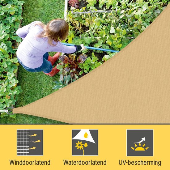 Purovi® Zonnezeil driehoek 5x5x5 | verschillende maten | UV-bescherming | waterdicht PES