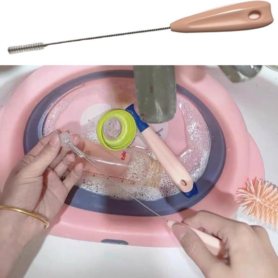 Flessenborstel - Babyflessen reinigingsborstel - 3-in-1 borstel van siliconen en kunststof - Soft Brush - Zuigborstel - Rietjesreiniger - Opberghouder - Elk flesvorm van Cangaroo — afbeelding 4