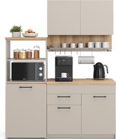 Vicco Cuisine simple Egbert, Grijs/ Chêne artisanal, 160 cm avec table extensible