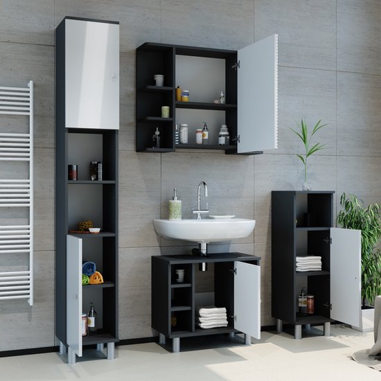 Wastafelonderkast Fynn Eik goud/antraciet 60 x 54 cm met 6 legplanken Vicco | Goudkleurig Eiken/Antraciet | 60x54x32 cm | 406673149267106