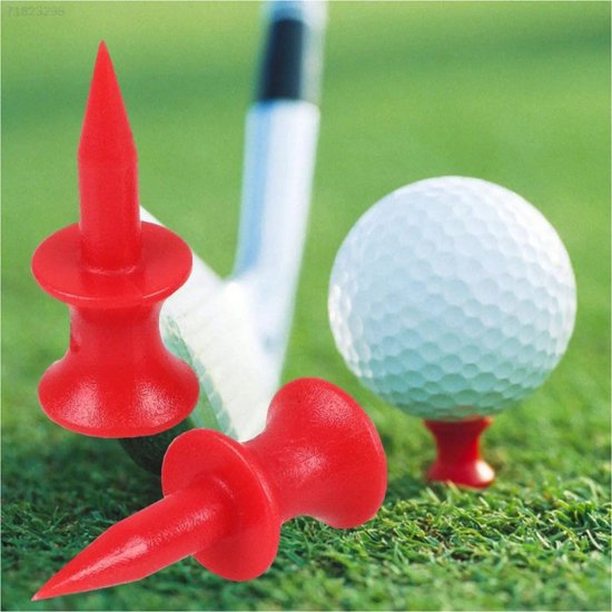 Golf tees - 100 stuks - 31mm - Duurzaam kunststof - Red - Golf accesoires - Golfset - Golftee van OrgaCare — afbeelding 3