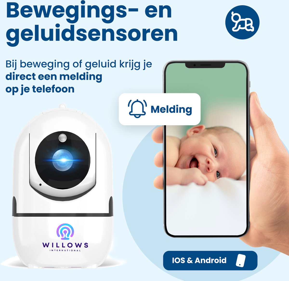 Afbeelding 2 van Babyfoon met Camera en App – Baby Monitor - Audio en Terugspreekfunctie – Full HD – Nachtzicht - Wifi