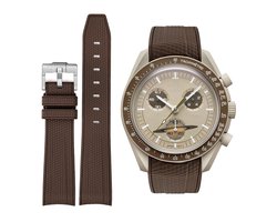 MoonSwatch - Omega - Swatch - Rolex - SEIKO - Speedmaster - Rubberen horlogeband met perfecte pasvorm - 20mm - Donker Bruin