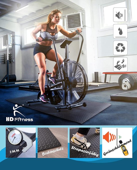 Fitness- en sportmat voor yoga, gym, loopbanden, bodybuilding, crosstrainer en spinningfiets - antislip en isolatie - vloerbeschermingsmat voor fitnessruimte van Domyos — afbeelding 2