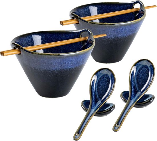 2 Bols En Porcelaine 18oz CSYY - Bleu Étoilé - Micro-ondes/Lave-vaisselle - Pour Soupe/Céréales/Fruits