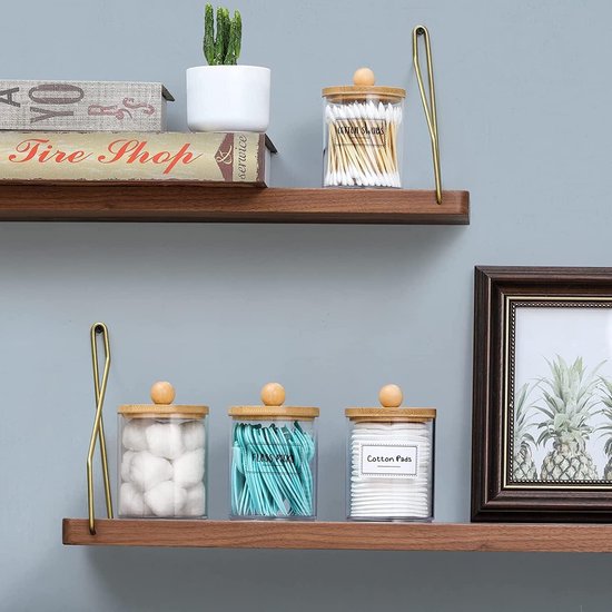 UGBO Wattenstaafjeshouder Set 5-delig - Transparant, Met Deksel, Voor Badkamer En Make-uptafel