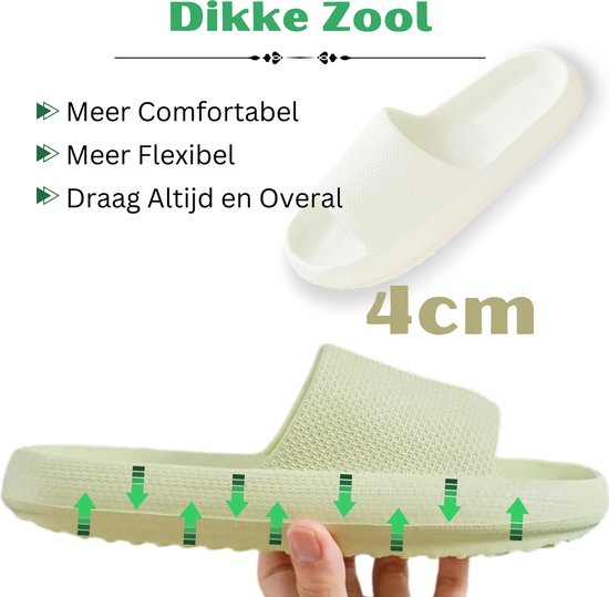 Klikkopers® - Cloud Dias - Slippers - Chaussons de bain - Chaussons de bain - Pantoufles - Léger - Super doux pour vos pieds - Antidérapant - Vert - 38-39