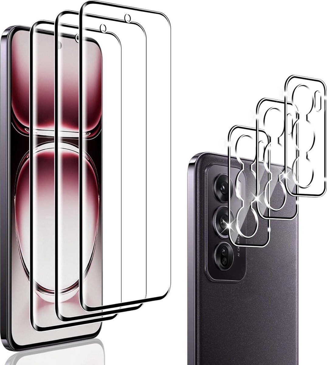 Geschikt voor Oppo Reno 12 / 12 Pro 5G - 2 Stuks Screenprotector - 2 Stuks Camerabeschermer - Krasbestendig