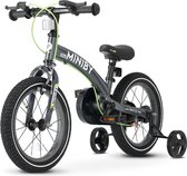Qplay Miniby Kinderfiets 14 inch - 3 in 1 - loopfiets - Grijs